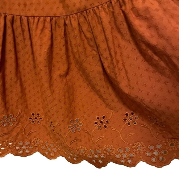 NWT Universal Thread Orange Brown Eyelet Prairie Dress Ruffles Pockets Size M - Picture 6 of 16